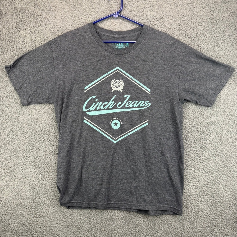 Cinch Jeans Mens‎ Graphic T-Shirt Charcoal Heather Gray Large Short Sleeve Logo